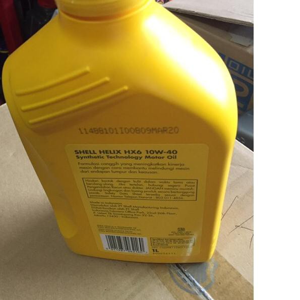 ➪ Oli Shell Helix HX6 SAE 10W-40 Oli Shell Mobil HX6 Oli Shell HX6 Motor 1Liter Original ✭