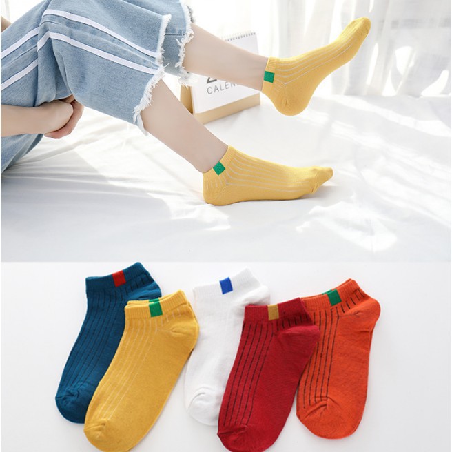 ☛TK☚ Kaos Kaki 6 Garis Kaoskaki Semata Ankle Socks Fashion Import Murah Wanita Pendek R103