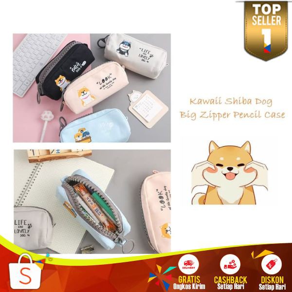 

Tempat Pensil BP25 Kawaii Shiba Dog Big Zipper Large Pencil Case Murah Desgrib Pulpen Diskrip Cewek