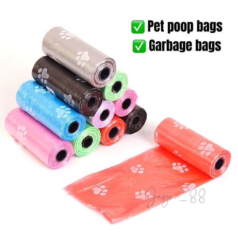 grosir poop bag motif pet kucing anjing garbage bags organic 1 roll isi 15pcs