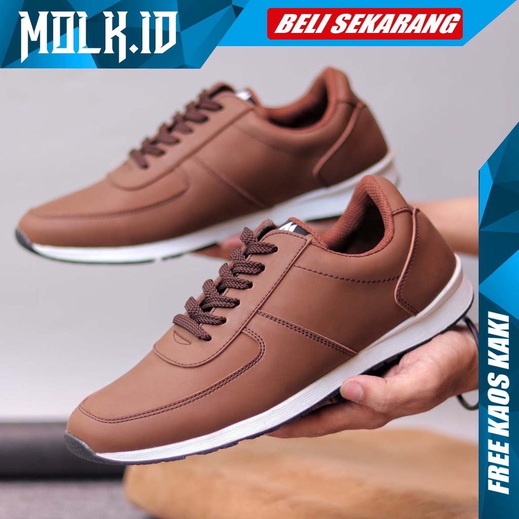 MOLK Sepatu kasual Sneakers Pria Original Kulit Syintetik Fashion Simple Joging Pria Sport Cowok