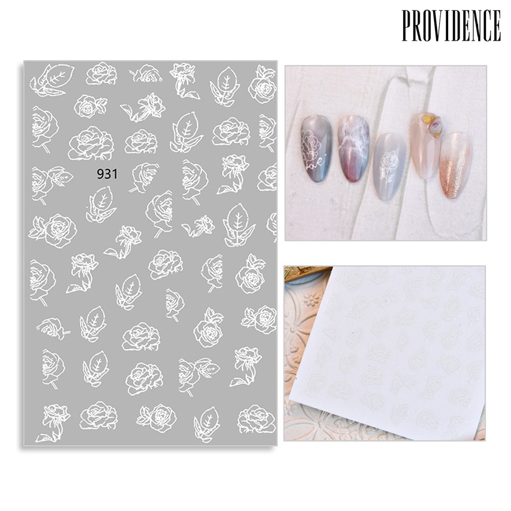 Providence 6Pcs Nail Art Stickers Hollow Design Time-saving Manicure Decorations Rose Print Nail Art Stickers for Home