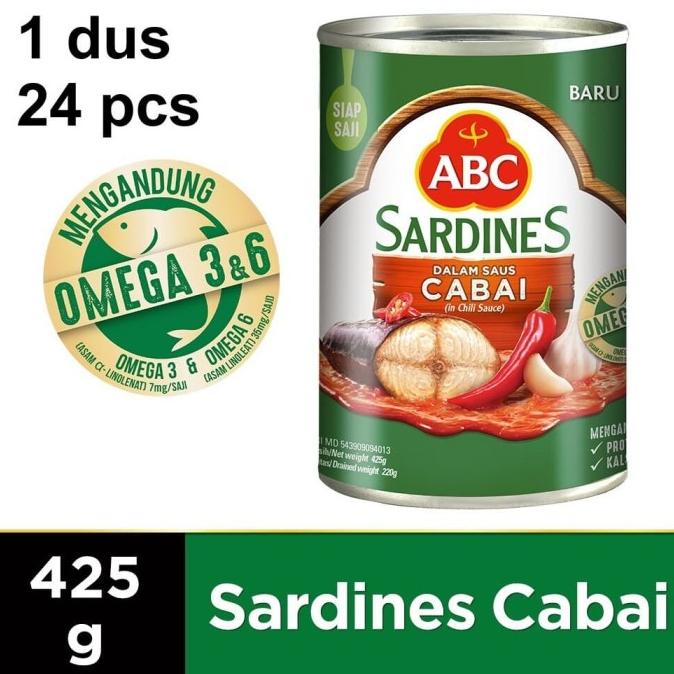 

SARDEN ABC SAUS CABAI 425gr / SARDINES ABC CABAI / 1 DUS 24 PCS ---Termurah---