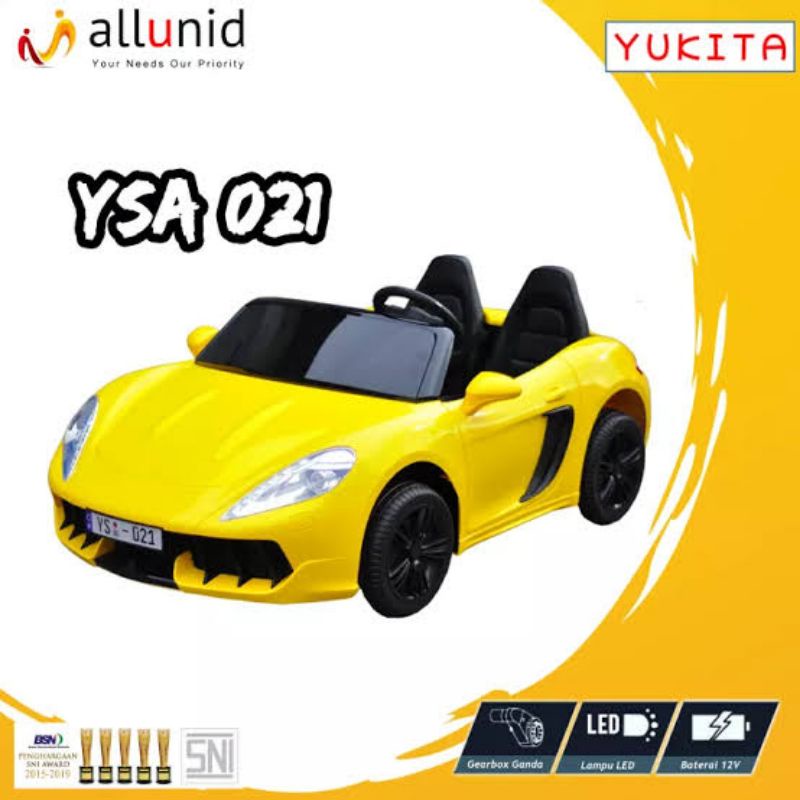 Mainan Mobil Aki Porsche YSA 021 Yukita 12V Ban Karet Remote