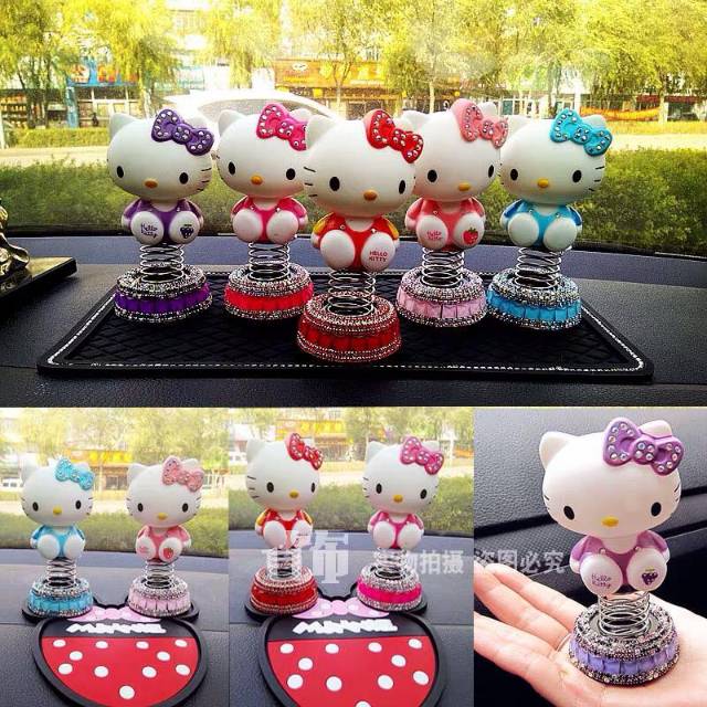 Boneka Pajangan Hiasan Kue Bobble Head Solar Goyang Dashboard Mobil Cake Topper Figure Figurin Hello Kitty Cangkir