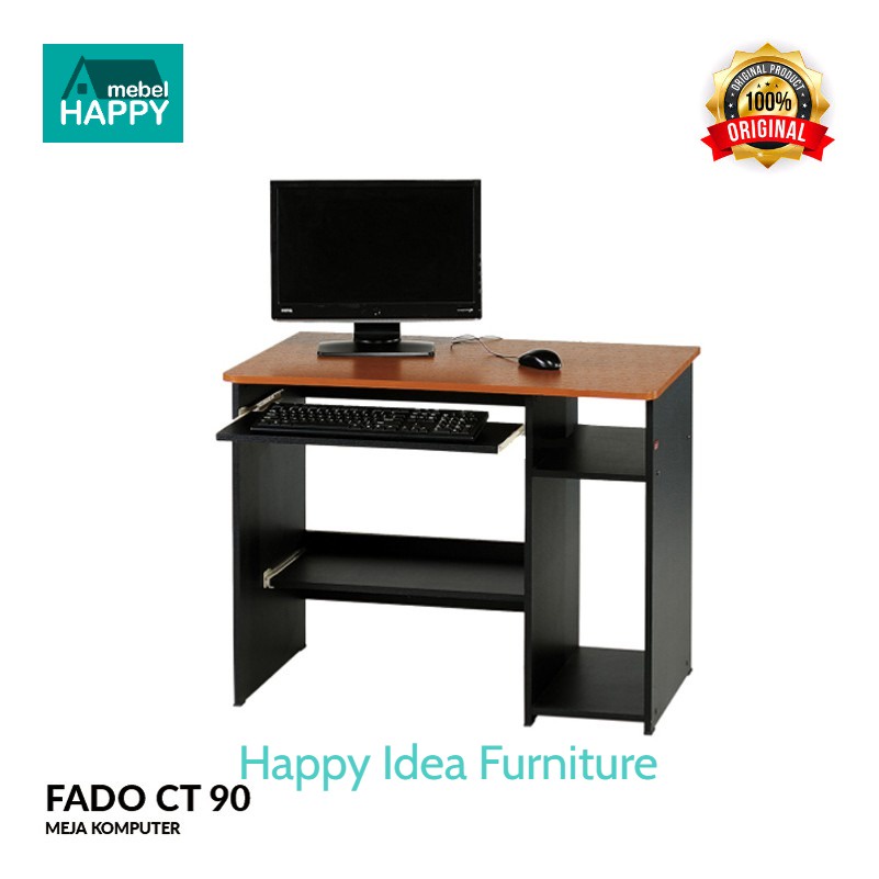 𝗛𝗮𝗽𝗽𝘆 𝗜𝗱𝗲𝗮 - Meja Komputer Kerja Motif Kayu / Meja Laptop Minimalis / WFH Daring FADO CT 90