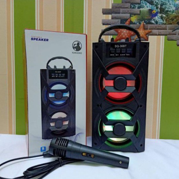 SQ 36 bt speaker bluetooh karaoke free mic portabel aktif speaker