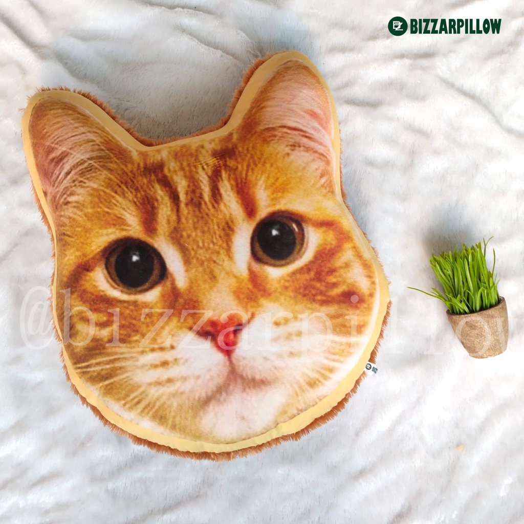 Bizzarpillow Bantal Kepala Kucing Bulu Rasfur size L BZ055