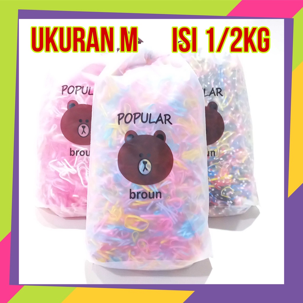 1681D1 / Karet Jepang ikat rambut ukuran M isi 1ons &amp; 1/2kg free pouch