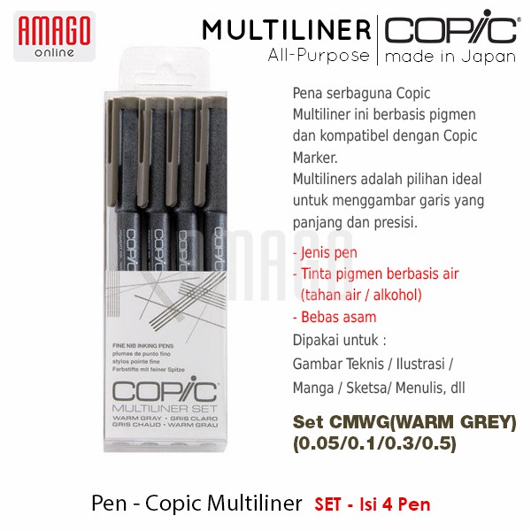 COPIC MULTILINER - WARM GREY - (4 PCS/SET) - CMWG/SET