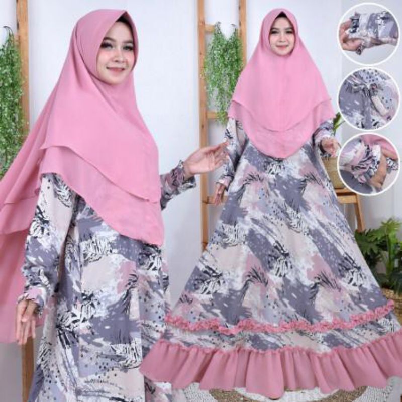 diana maxi  monalisa premium mic seruty bebydoll set khimar ceruty bebydoll 2 layer / gamis rempel modern