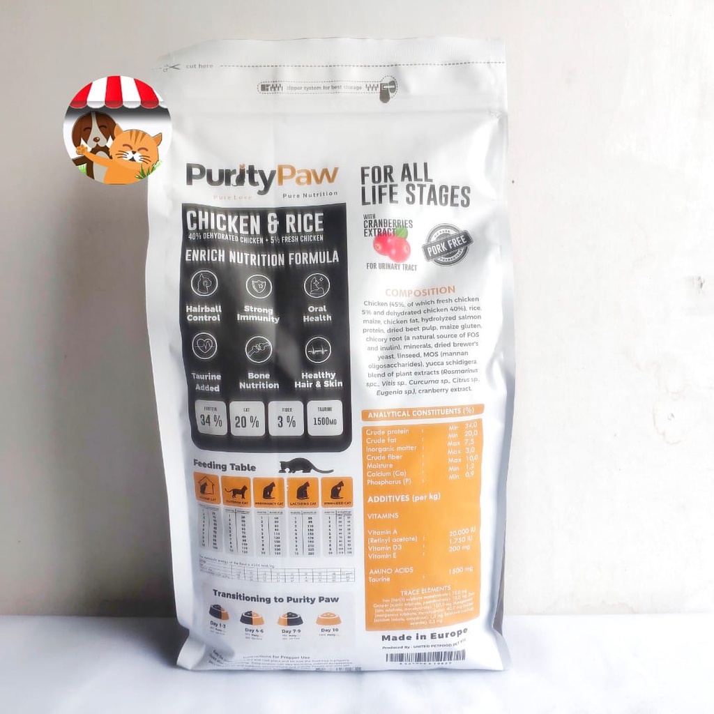 Makanan Kucing Purity Paw Hair &amp; Skin 2kg - For All Life Stages