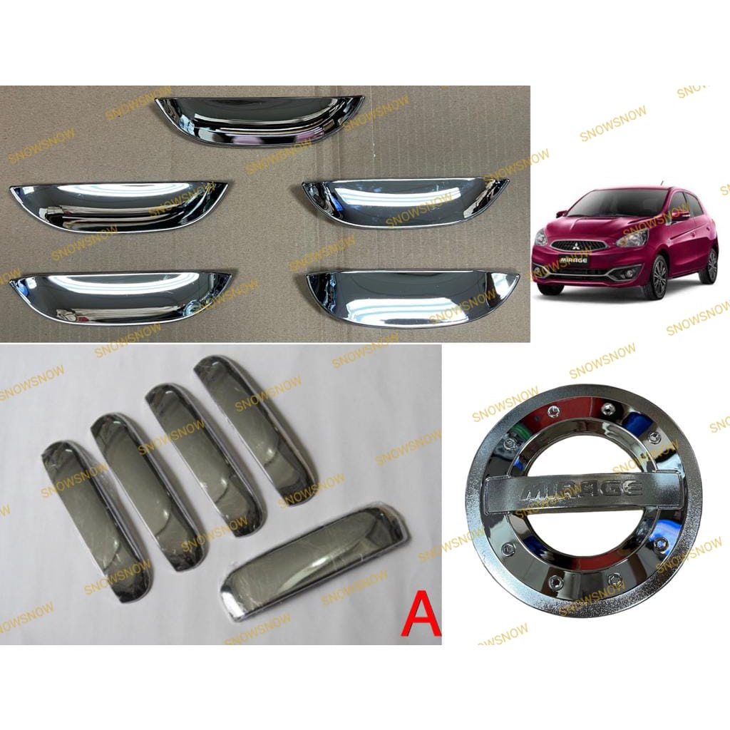 Paket Outer Handle Tank Cover Mitsubishi Mirage Luxury Hitam Chrome