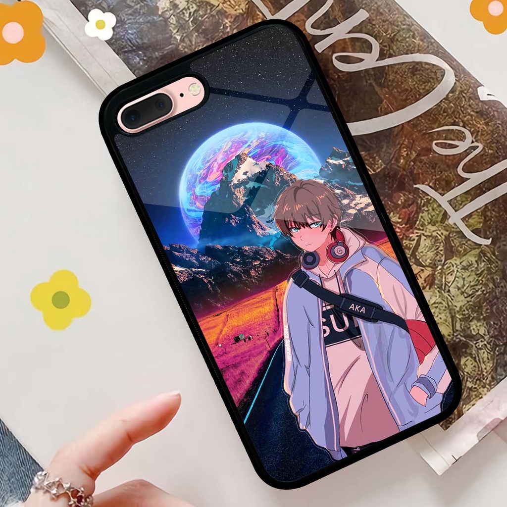 Case Kilau Iphone | 7 Plus | 8 Plus | Casing Hp Glossy | Motif Anime Boy