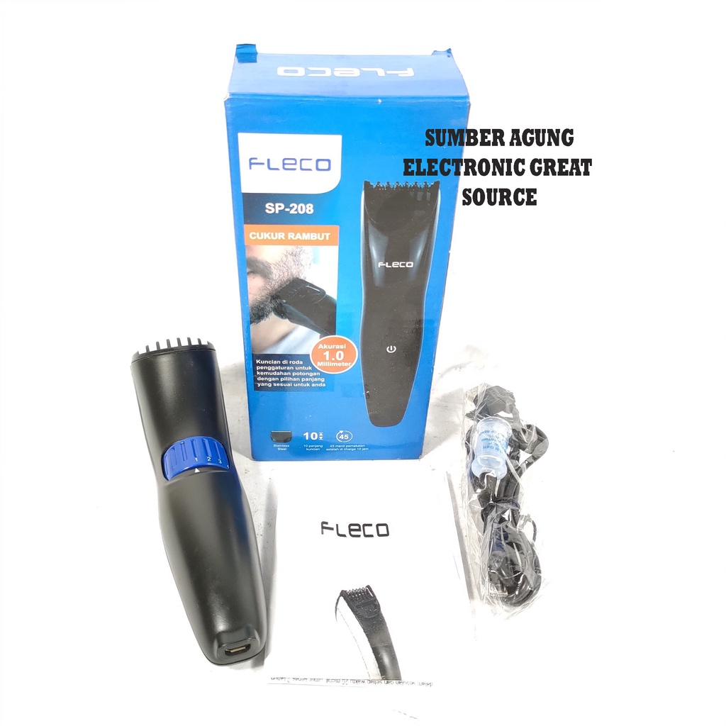 Fleco SP208 Hair Clipper Adjustable Pencukur Rambut Jenggot Panjang Bisa Diatu