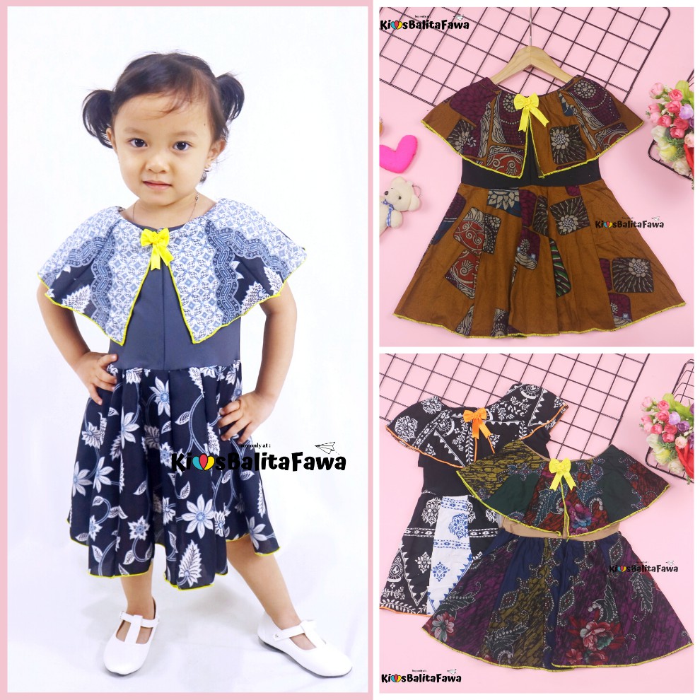 Dress Irene size 1-4 Tahun / Dres Batik Cape Baju Kensi Anak Perempuan Murah Cewek Katun Adem