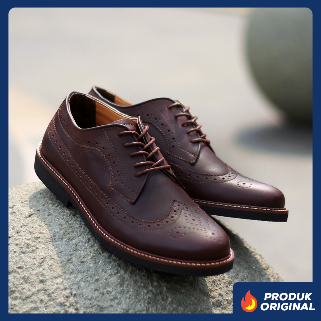 BRITISH BROWN ORIGINAL x KENZIOS Sepatu Kulit Sapi Asli Coklat Pria Formal Pantofel Tali Kerja Kantor Dinas Resmi Guru Kantoran Pesta Pernikahan Kondangan Nikah Undangan Wedding Kuliah Semi Casual Brogue Derby Oxford Genuine Leather Kenzio Footwear Keren