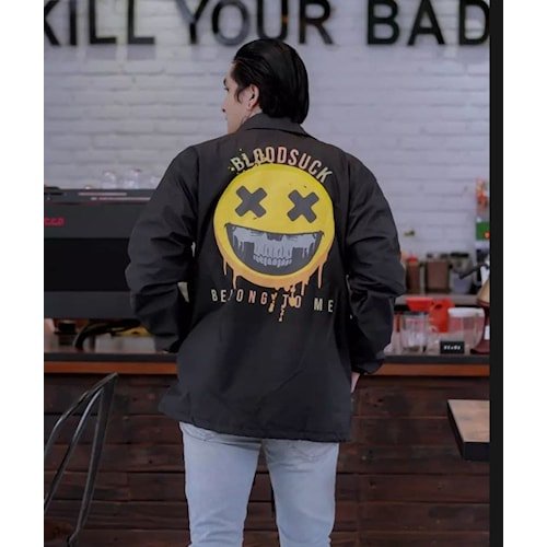 Jaket Jacket Coach Hoodie//Sweater Pria Parasut Anti Air  Coach Jaket (Yelow smile)
