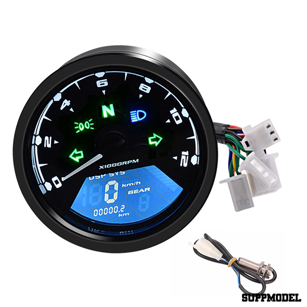 Spm Tachometer / Speedometer / Odometer Digital Lcd Universal 8-18v Untuk Motor