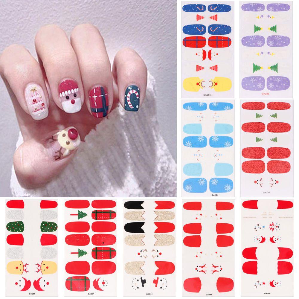 Preva Stiker Kuku Perekat Desain Kartun Santa Snowman Xmas Dekorasi Gaya Natal