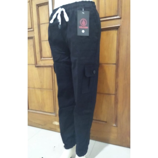 Celana Cargo Wanita Joger Pant Panjang full karet bahan Katun Twiil Tebal Melar