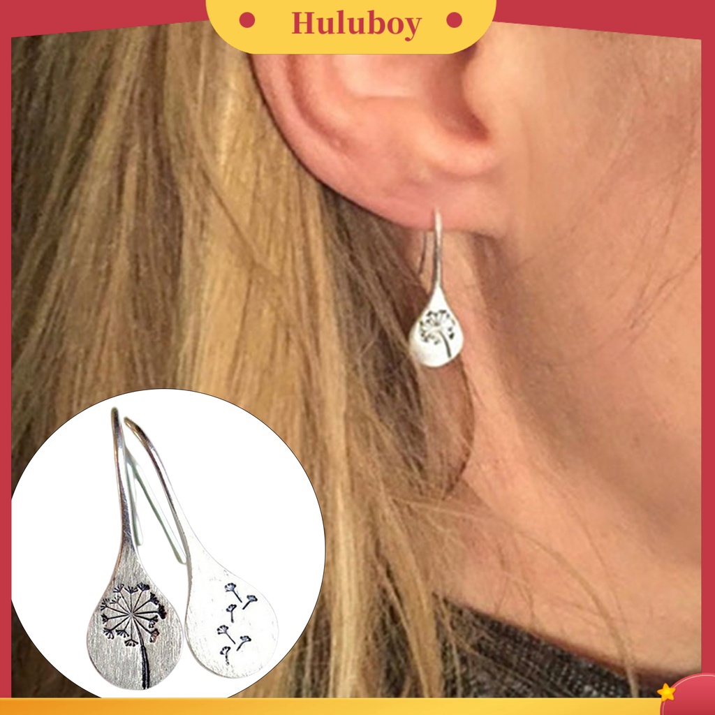 Hu Hu Hu Hu Hu Alat Bantu Pasang Kacamata♡ Anting Kait Gantung Wanita Desain Ukiran Bunga Dandelion Gaya Retrosimple Untuk Hadiah