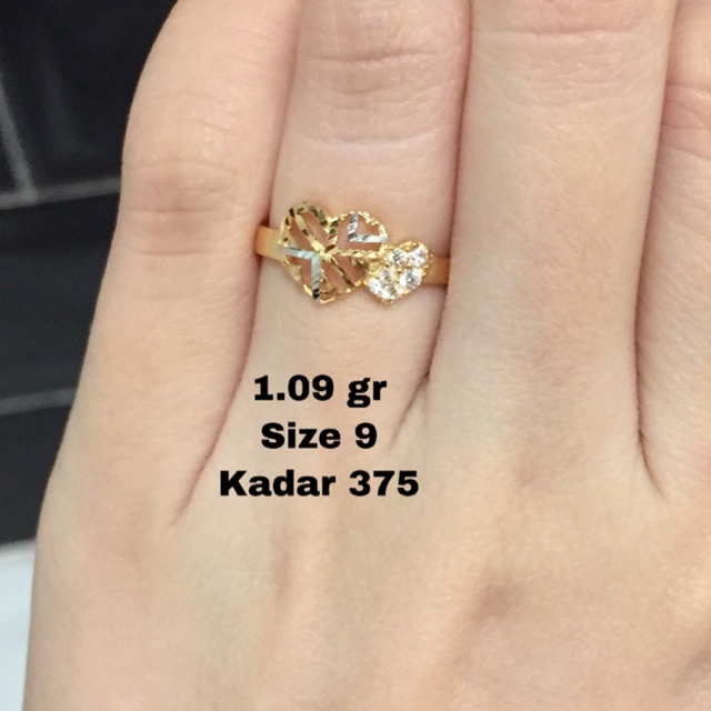Cincin emas hati double kadar 375