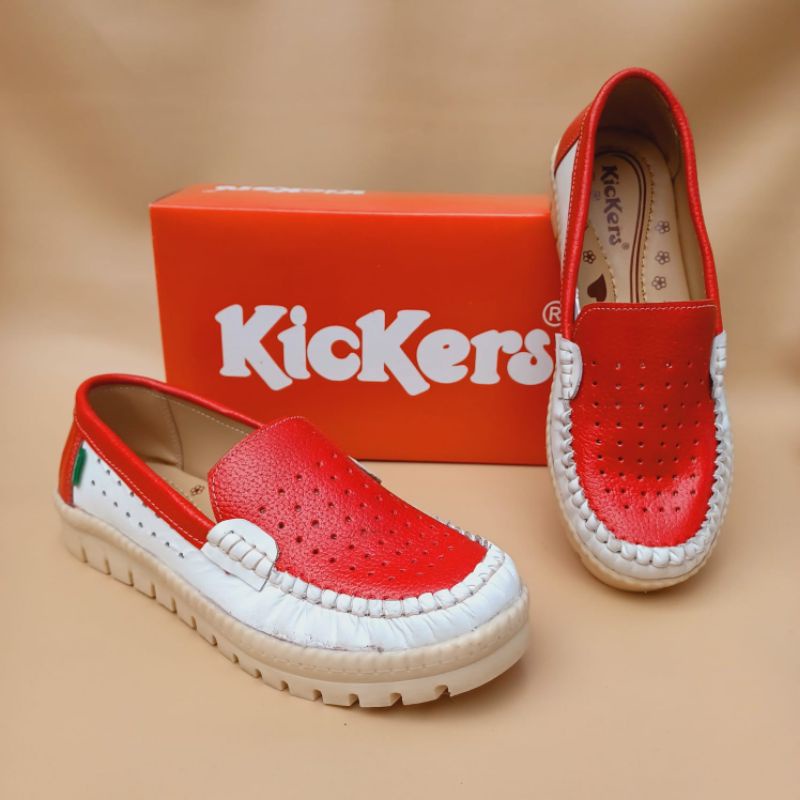 Sepatu kickers wanita kulit asli murah slip on. kode Rosi 03