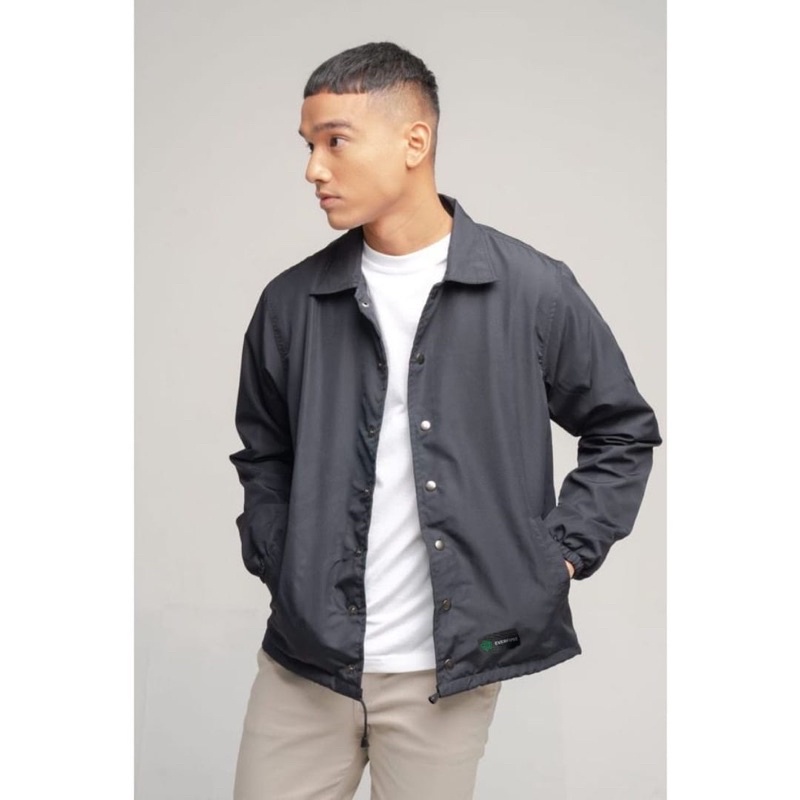 jaket coach polos everfuse windbreaker hitam S M L XL XXL (FREE GANTUNGAN KUNCI STIKER)-Hitam