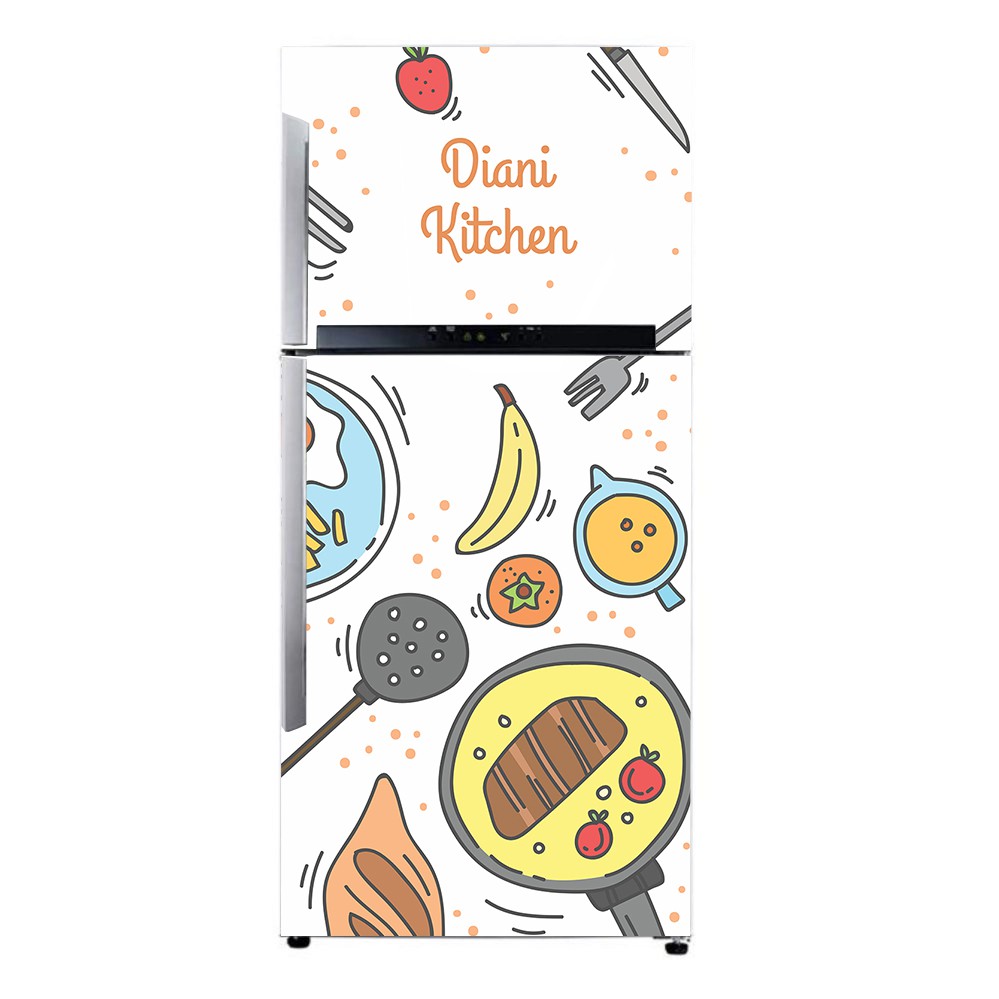 Sticker Kulkas 1 dan 2 Pintu Bahan Tebal Laminasi Doff Motif Custom Diani Kitchen