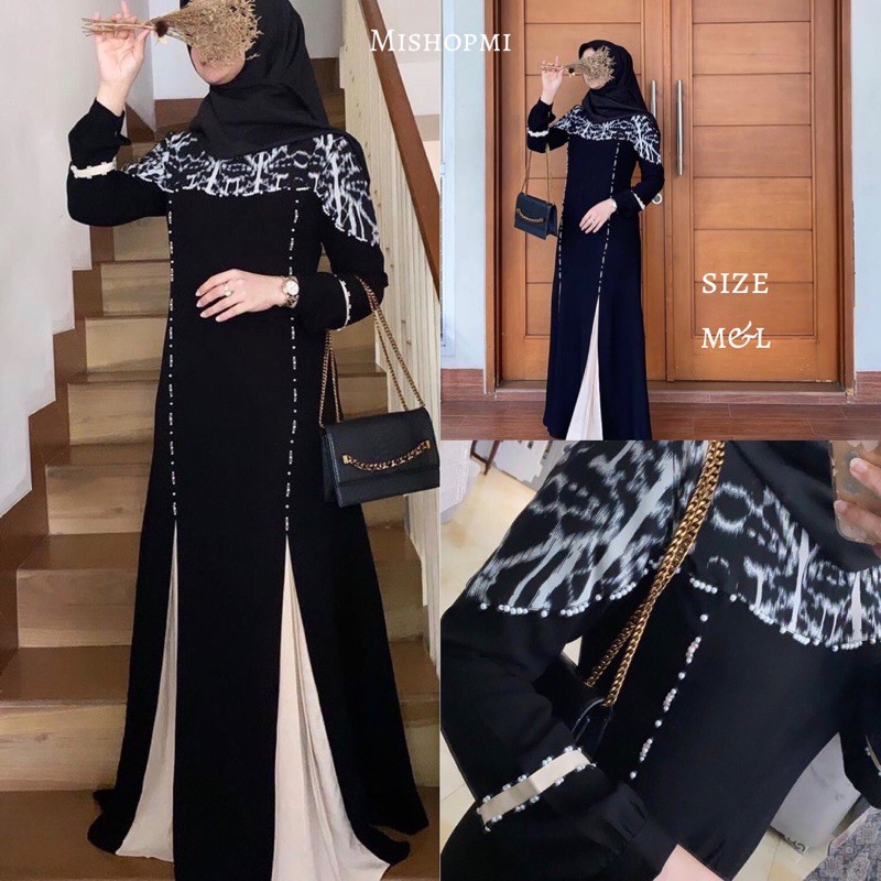 Farina Abaya Black Size M L by Javina Official Dress Hitam