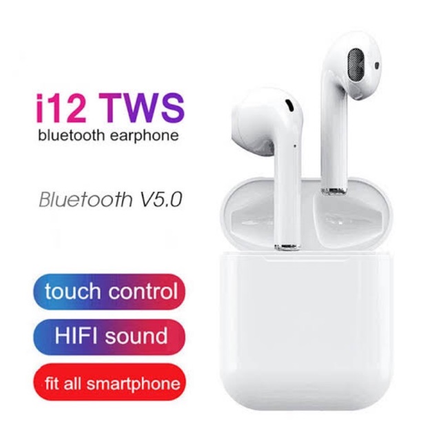 HF HEADSET BLUETOOTH MACARON i12 TWS TOUCH ID HANDSFREE BLUETOOTH WIRELESS I12 MACARON