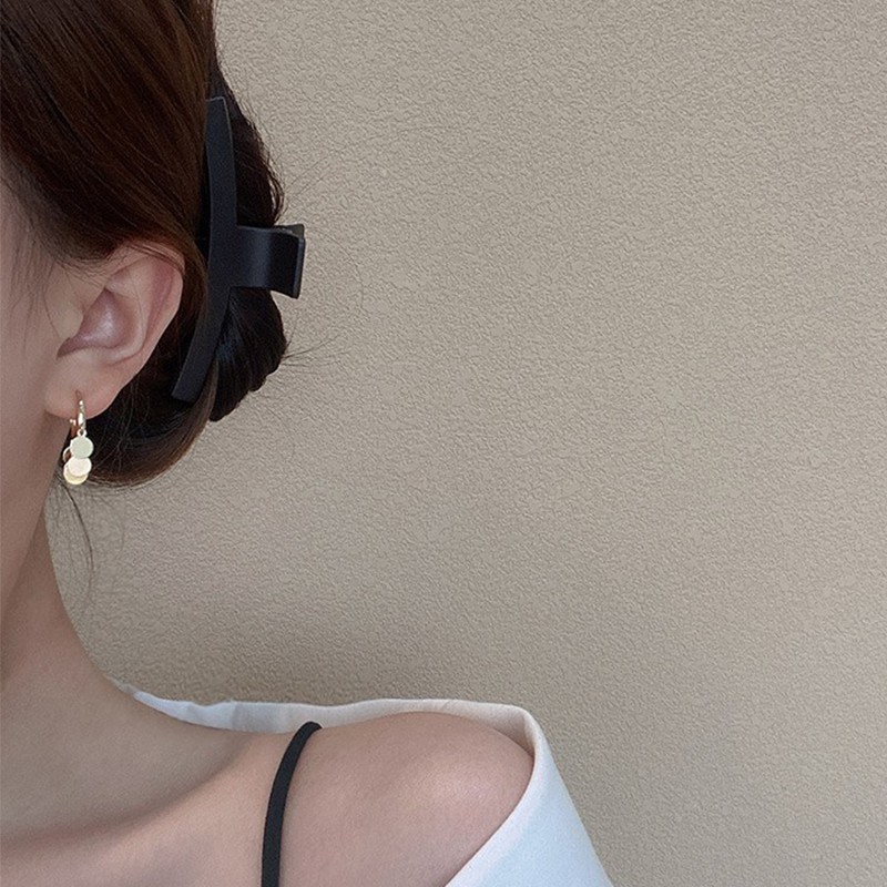 Anting Tusuk Gantung Bahan Sterling Silver 925 Desain Lingkaran Hias Sequin Gaya Eropa / Amerika / Korea Untuk Wanita