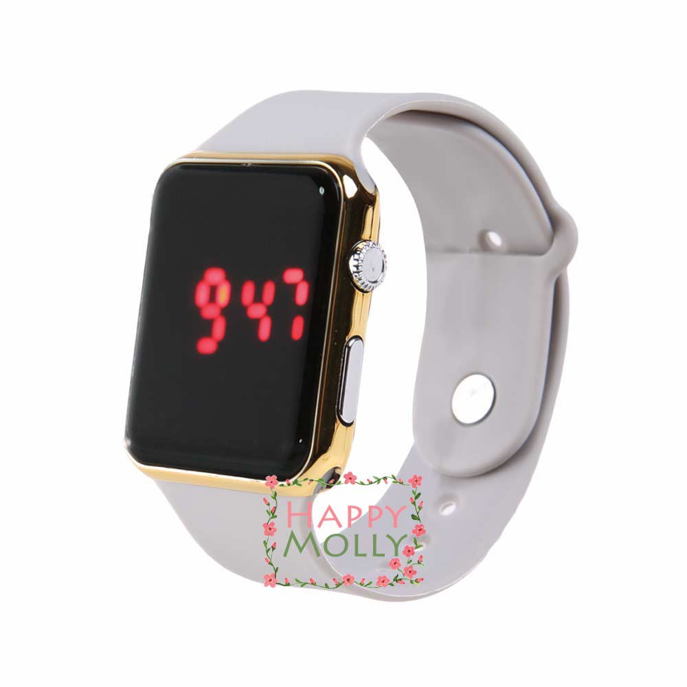 LED Watch [ Grey Gold ] Jam Tangan Digital Pria &amp; Wanita - Strap Rubber - FREE STRAP