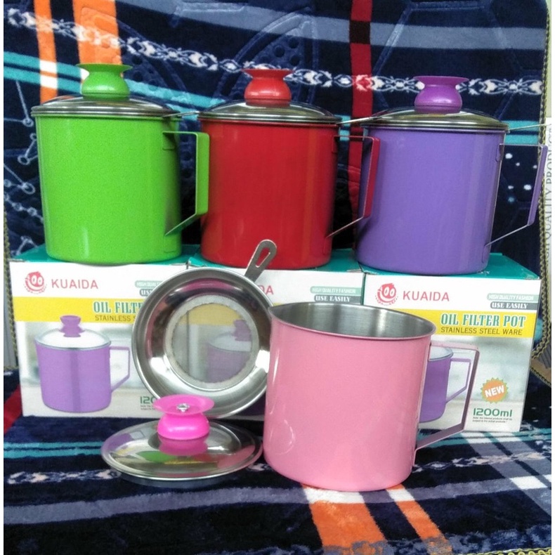 OILPOT WARNA 1.2L PENYARING SARINGAN WADAH TEMPAT MINYAK OIL POT 1200L