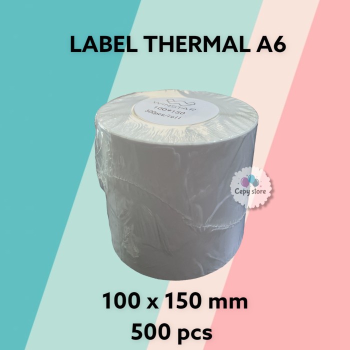 

KERTAS THERMAL LABEL STICKER A6 100x150 ISI 500PCS