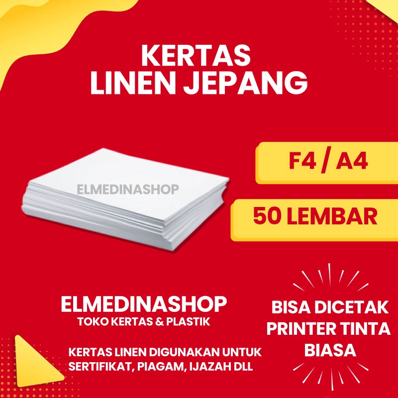 

50 Lembar Kertas Linen Jepang Untuk Sertifikat Ijazah Piagam Cover Buku Papercraft Kartu Nama Ucapan Undangan Ukuran F4 A4