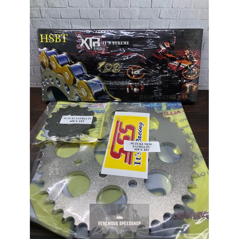 Gearset SSS 428 Rantai Xtreme HSBT SSS Satria FU