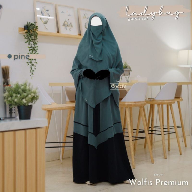 Ladybug Gamis Set Khimar/ Setelan Gamis Jilbab By Shazfa