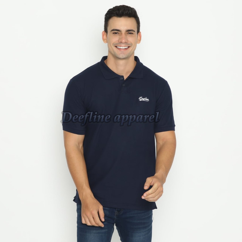 DEEFLINE Kaos kerah pria - polo shirt pria -  kaos katun dark navy - kaos kerah wangki terbaru