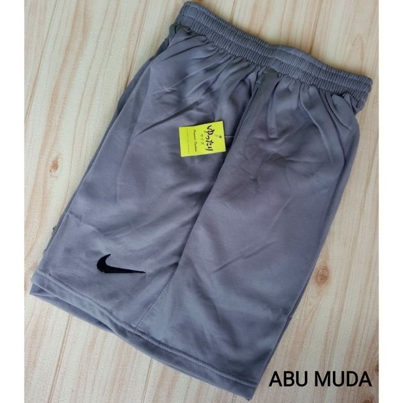 Celana pendek olahraga pria wanita nik hitam putih | Celana kolor pria santai-Abu muda