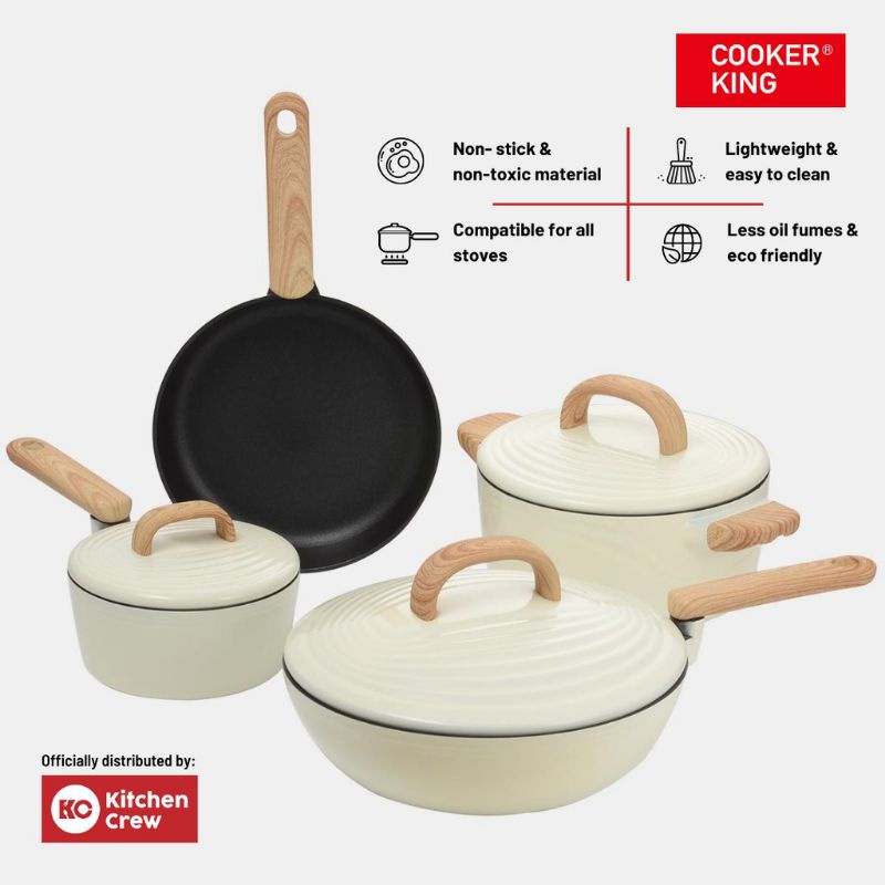 Cooker King set panci non stick anti lengket maifan granite coating WHITE Series