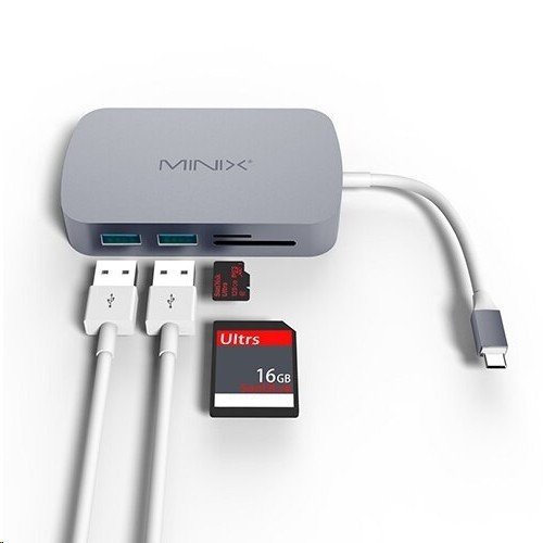 MINIX NEO C-V - 7-in-1 USB-C Multiport Adapter - Adapter USB-C ke USB 3.0 + VGA +LAN + USB-C + SD/TF