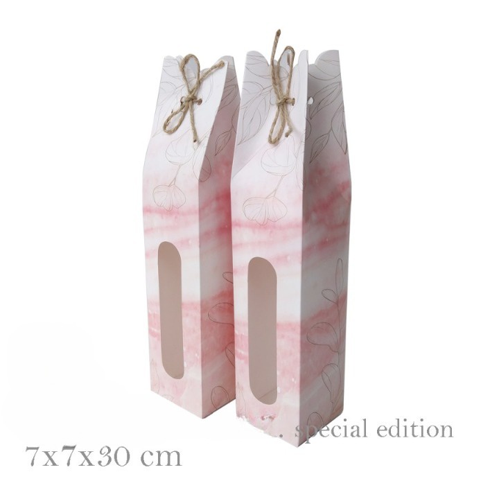 

10 pcs Tumbler Box Marbel Flower Kardus Tenteng Kemasan Hampers Dus Souvenir Botol Ukuran 7x7x30 cm