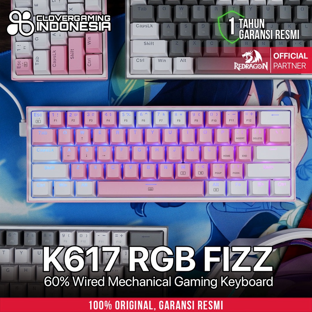 Redragon K617 FIZZ 60% RGB - Mechanical Gaming Keyboard