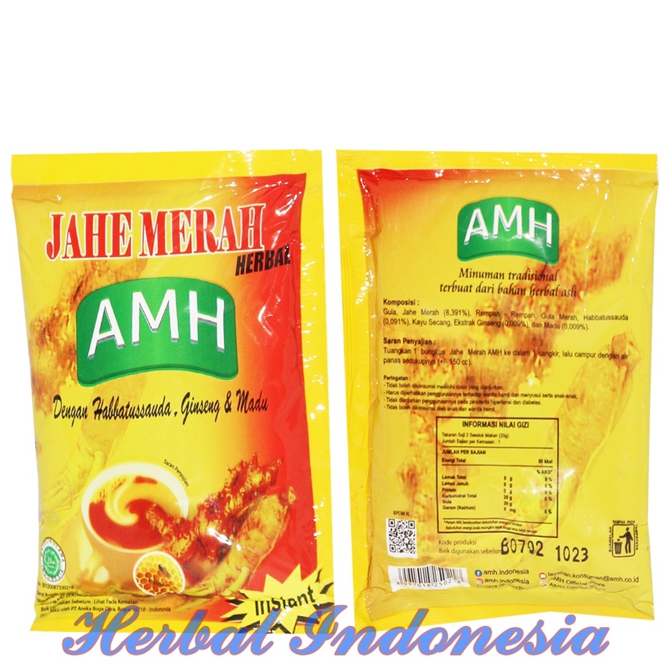 Instan Jahe Merah AMH Amanah Super (+ Habbatussauda, ginseng dan madu)