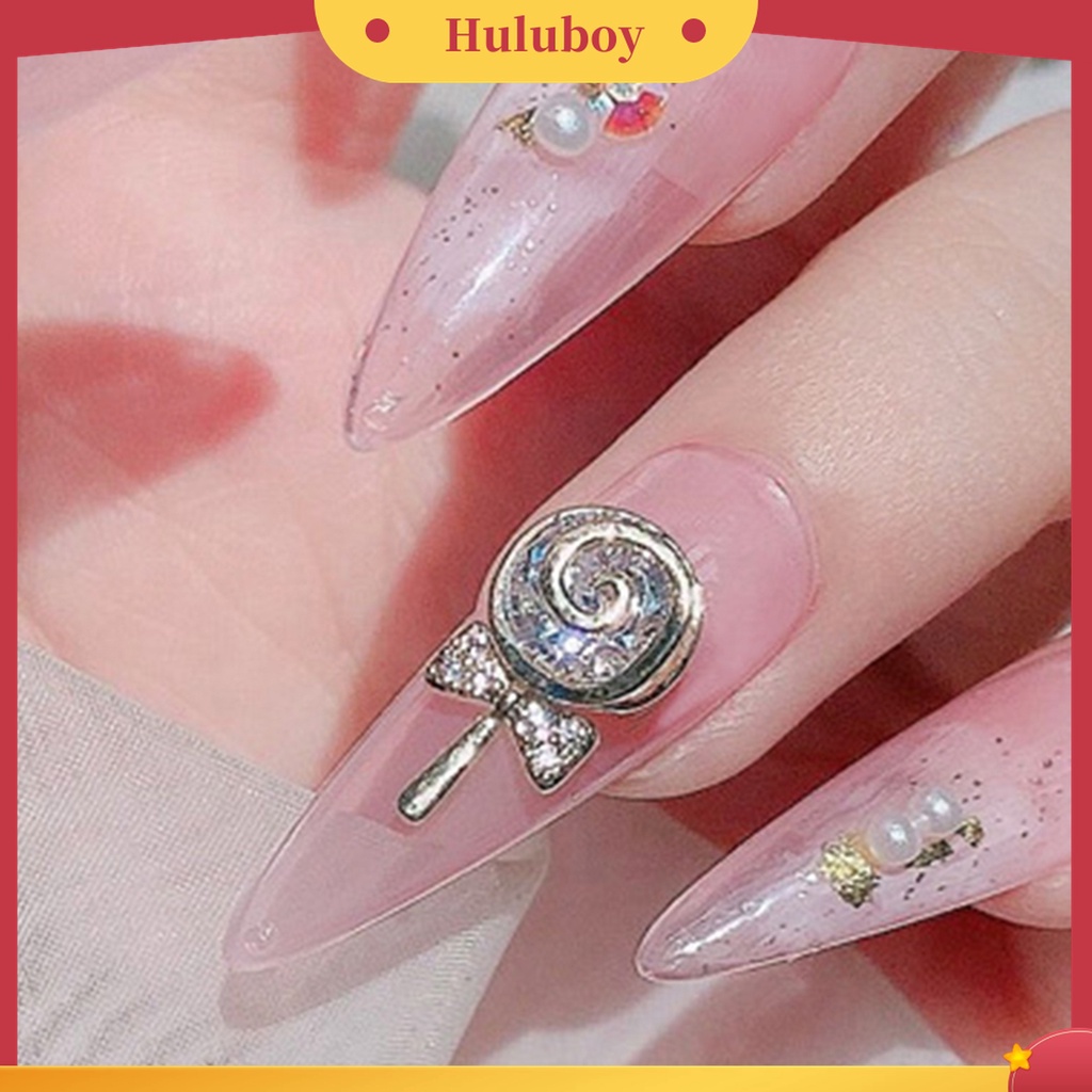 Huluboy Huluboy♡ 3pcs / Set Ornamen Permen Lollipop 3D Aksen Berlian Imitasi Untuk Manicure