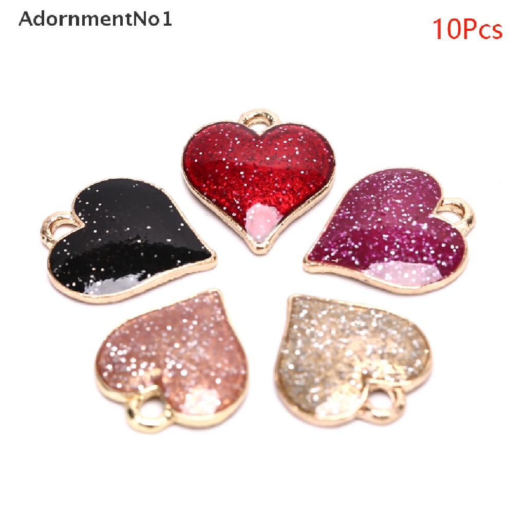 (AdornmentNo1) 10pcs / Set Liontin Hati Enamel Bahan Alloy Handmade DIY Untuk Wanita