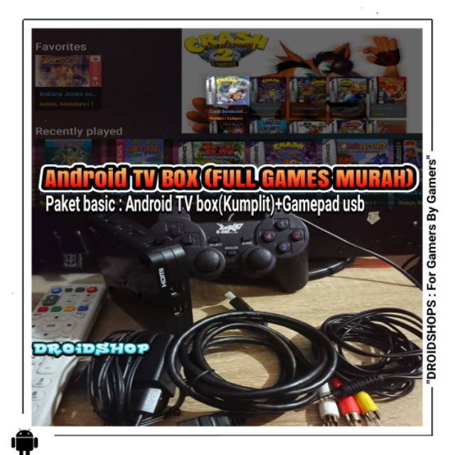 Smart TV Box STB Android + Gamepad USB Full Games Bonus