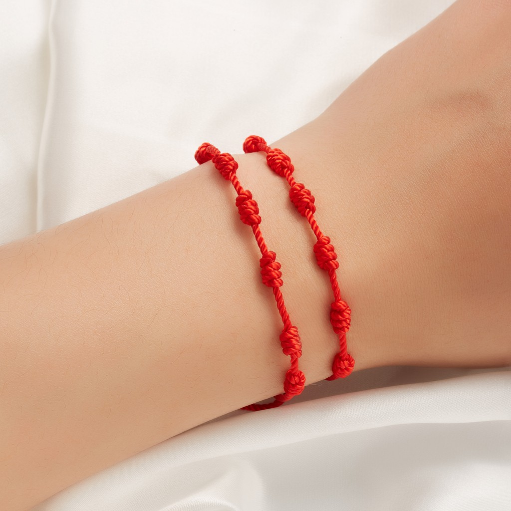 Red string of fate 7 knot red string lucky friendship woven adjustable paper card bracelet